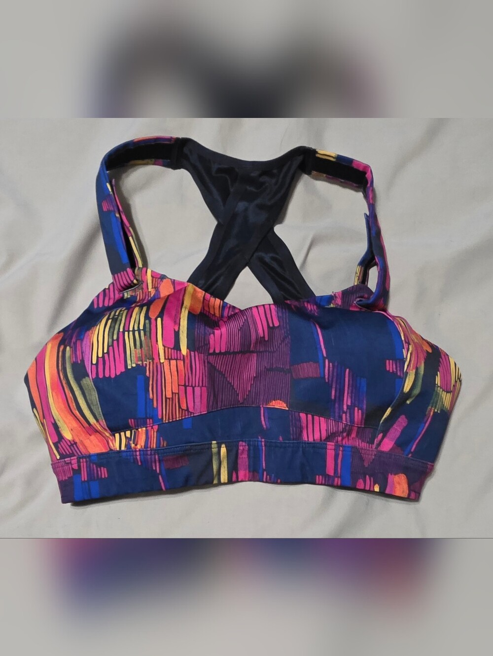 Brooks Juno Sports Bra 32DD Multicolor High Impact Wireless 350071 Racerback